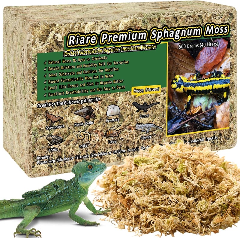 Riare 1.1LB Premium Sphagnum Moss for Reptiles- 25QT Natural Reptile Moss Dried, Forest Live Moss for Terrarium, Frogs Snake Peat Moss Bedding for Leopard Gecko Turtle Anoles Salamanders Orchid - Image 1